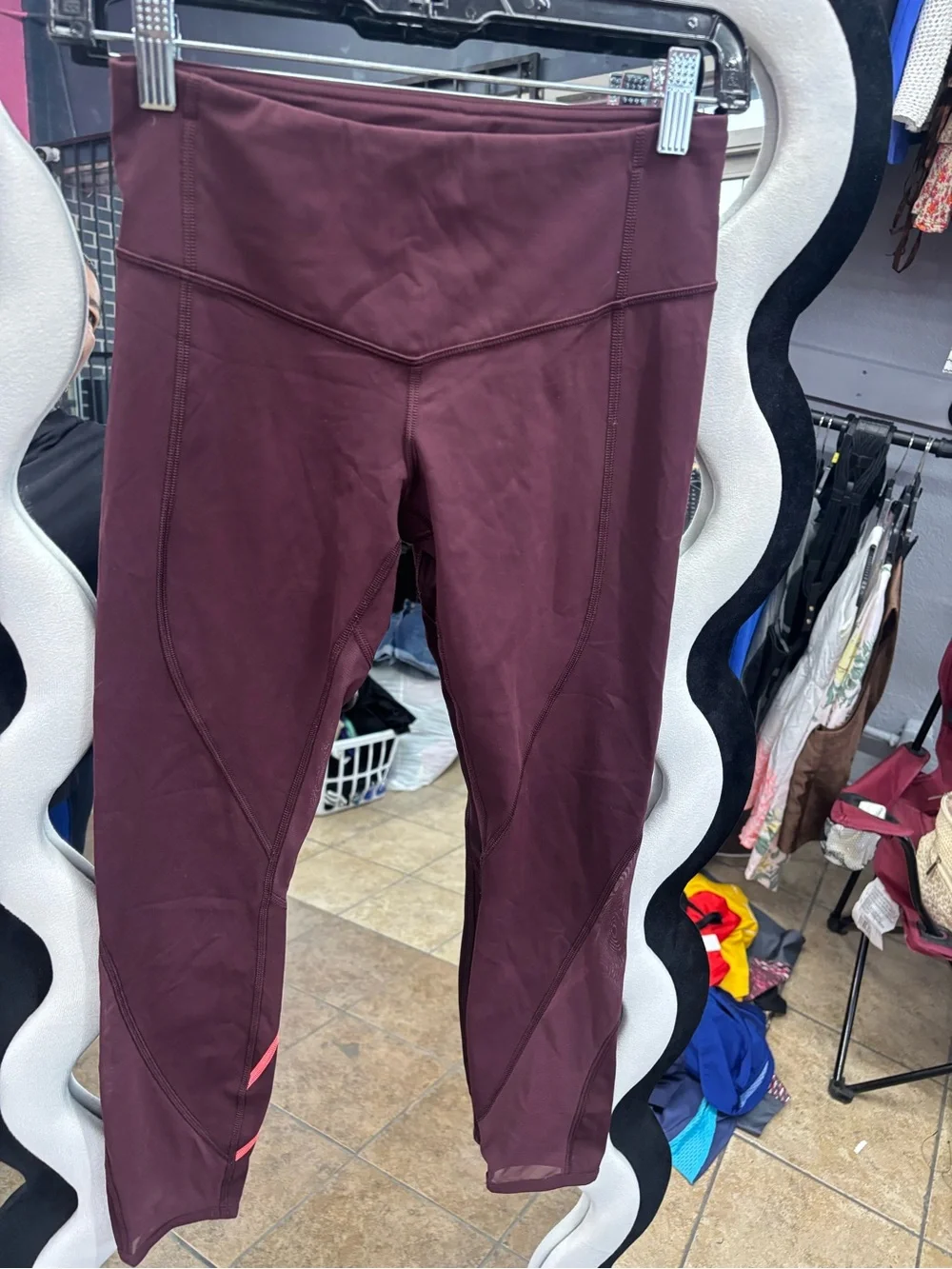 lululemon athletica Burgundy Leggings with Pink Accent